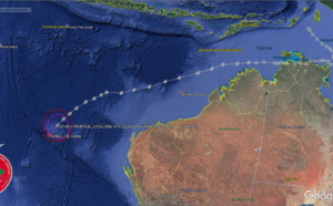 Western Australia area: 07S(CLAUDIA) : Final Warning. Peak intensity was 80knots( top CAT 1US)