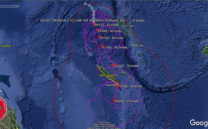 South Pacific: TC 15P gradually intensifying and approaching New Caledonia, update 09/03UTC