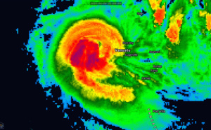 25P(HAROLD) over Northern Vanuatu as a CAT 4 US/ 24S(IRONDRO) weakening rapidly