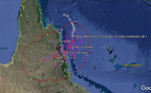 South Pacific: 11P(KIMI)  has developed rapidly into a midget cyclone apprx 200km to Cairns/Australia