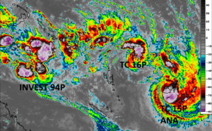 Southern Hemisphere: 15P(ANA) &amp; 16P forecast interaction over the South Pacific, 30/21utc updates 