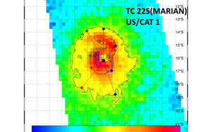 SOUTH INDIAN: Smap(Nasa) indicates 22S(MARIAN) is probably a strong CAT1(US). 27/15utc update