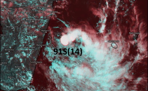 ILES SOEURS: la Perturbation (91S/14) au large des côtes de Madagascar se rapproche, mise à jour le 06/14heures 