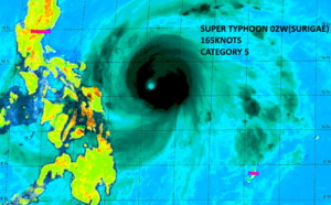 Super TY 02W(SURIGAE): extreme peak intensity of 165knots(CAT 5): strongest April Super Typhoon since (at least) 1959, 18/03utc update Super TY 02W(SURIGAE): extreme peak intensity of 165knots(CAT 5): strongest April Super Typhoon since (at least) 1959, 18/03utc update