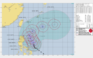 Western North Pacific: TY 02W(SURIGAE) is still a powerful CAT 4 and slow-moving, forecast to weaken more rapidly after 48hours, 19/21utc update