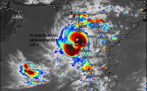 TC 01A(TAUKTAE) has under-gone rapid intensification, now US/CAT 3, forecast landfall between Veraval and Mahuva/India by 24/36hours, 16/15utc update