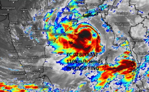 BAY OF BENGAL: 02B(YAAS) now a 60knot cyclone,forecast to reach US/CAT 1 within 24hours while making landfall near BHITARKANINKA National Park/India by 24h, 25/03utc update
