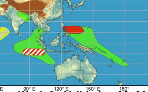 2 week cyclonic development potential: "Multiple TCs are likely to develop over the West Pacific during the next two weeks", 25/1730utc update 2 week cyclonic development potential: "Multiple TCs are likely to develop over the West Pacific during the next two weeks", 25/1730utc update