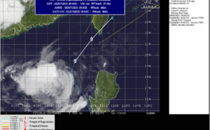 WNP: 04W (CHOI-wan) has begun to turn Northeastward, clipping Southern Taiwan,forecast to dissipate by 48h South of Kyushu, 03/21utc update