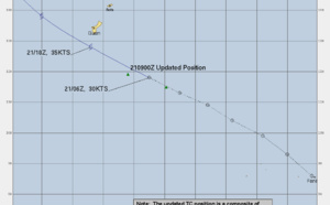 WNP: TD 06W, Up-dated position at 21/09utc, forecast to track south of Guam within 12hours