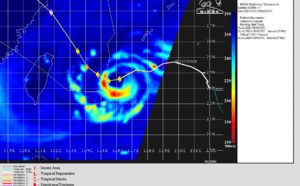 Western Pacific: 09W(IN-FA) is bearing down on Ishigakijima as a potential CAT 3 Typhoon, 10W(CEMPKAKA) could be back over water by 24h, 22/03utc updates
