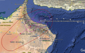 North Indian Ocean/Arabian Sea: TC 03B(SHAHEEN-GULAB) CAT 1 making landfall apprx 90km West of Muscat/Oman  North Indian Ocean/Arabian Sea: TC 03B(SHAHEEN-GULAB) CAT 1 making landfall apprx 90km West of Muscat/Oman