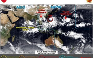 93W has merged with 94W /TS 22W(LIONROCK) making final landfall/TD 23W(NAMTHEUN) intensifying, 10/06utc updates