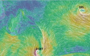 ILES SOEURS: prévisions+cartes détaillées pour ce weekend et le 01 Novembre pour MAURICE/RÉUNION, Perturbation Tropicale Sud-Est de Diégo