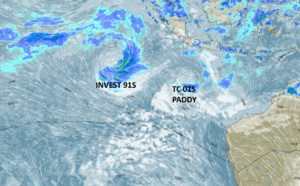 TC 01S(PADDY) slowly moving westward/ Invest 91S now on the map, 24/03utc
