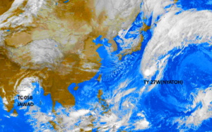 TY 27W(NYATOH): deep convection being blown away// TC 05B(JAWAD) expected to intensify a bit next 24hours, 03/15utc