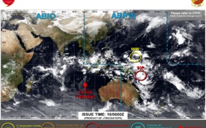 Invest 96W: westward track and intensification next several days// Invest 93P: intensification likely// Remnants TC 02S and Invest 94S, 10/06utc updates