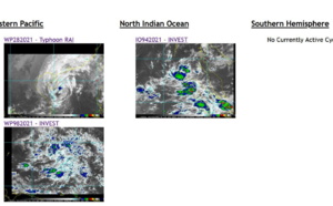 Typhoon 28W(RAI) down 55knots in 24H, intensity to fall below 35knots in 36h// Invest 94B and Invest 98W, 20/03utc