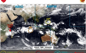 TC 07S(ANA) intensifying and bearing down on MOZ// Invest 96W now MEDIUM and Invest 91W on the map, 24/03utc