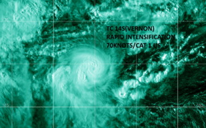 TC 14S(VERNON): rapid intensification: already a 70kts TC// Invest 99S now TC 15S//Invest 93S: Medium//13S(EMNATI) &amp; Invest 98P, 25/15utc