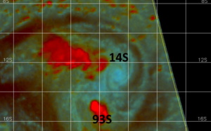 TC 14S(VERNON) absorbing Invest 93S and struggling: re-intensification expected after 24h// TC 15S(ANIKA) over-land//Invest 98P, 27/15utc