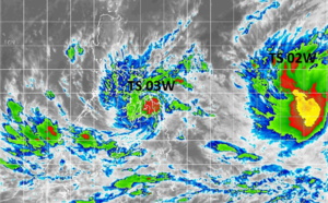 02W(MALAKAS) set to reach Typhoon CAT 3 by 72h//03W(MEGI) absorbed by 02W by 96h//Invest 96W and Subtropical 23P(FILI),10/03utc