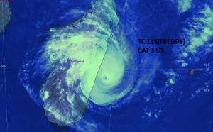 CAT 3 US TC 11S(FREDDY) striking Mananjary/MADAGASCAR final landfall over Southern MOZ//Invest 93S//3 week GTHO maps//2115utc