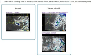 TS 02W(MAWAR) clipping OKINAWA accelerating Northeastward and becoming ET//Invest 98W// Invest 91L//0115utc