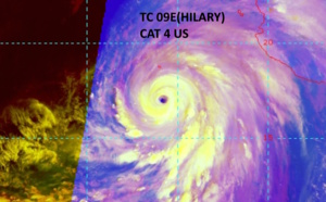 09P(HILARY) +65 knots over 24h now a powerful CAT 4 US may briefly reach Super Hurricane status//1810utc
