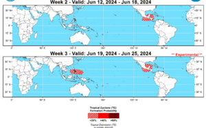  ECMWF 10 Day Storm Tracks// 3 Week TC Formation Probability//0606utc 