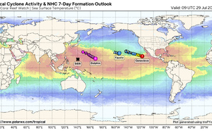 WESTERN PACIFIC: TY 12W(DOLPHIN) CAT 4 US, an ERC momentarily stopped a stunning ERI event of 80kt/24h,CAT 5 forecast within 24h/EASTERN PACIFIC: HU 07E(GENEVIEVE) still powerful//29@1130 UTC