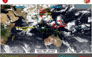 WESTERN PACIFIC:TY 17W(SAUDEL) CAT 3 US,RI past 24 hours,forecast to peak at Super Typhoon Intensity by 36h/TD 18W(NARRA)/Invest 94W/CENTRAL PACIFIC:TD 19W/94W/CENTRAL PACIFIC:HU 01C(LALA) /TS 02C(MOKE)//22@1630 UTC