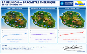 ILES SOEURS: Maurice/Réunion/Rodrigues/Agaléga/Tromelin: relevés &amp; analyses climatologiques du 19/09/26