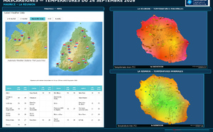 ILES SOEURS: Maurice/Réunion: le 24/09/26 : tendances météo des prochaines 36h 