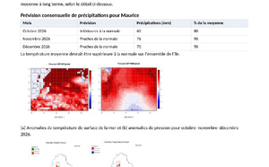 MAURICE: "Rainfall Summary , September 2026" by MMS, Traduction en Français