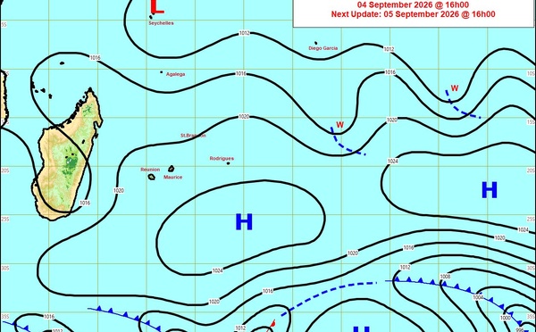 ILES SOEURS: Maurice/Réunion/Rodrigues/Agaléga/Tromelin: relevés climatologiques du 04/09/26