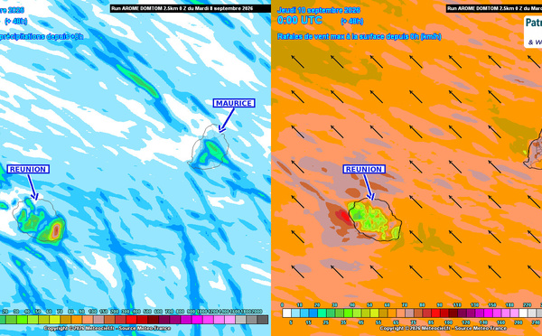 ILES SOEURS: Maurice/Réunion/Rodrigues/Agaléga/Tromelin: relevés climatologiques du 07/09/26